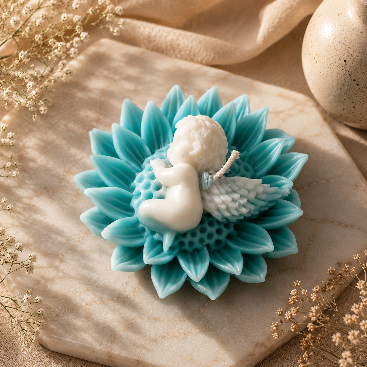 Lotus With Angel Candle