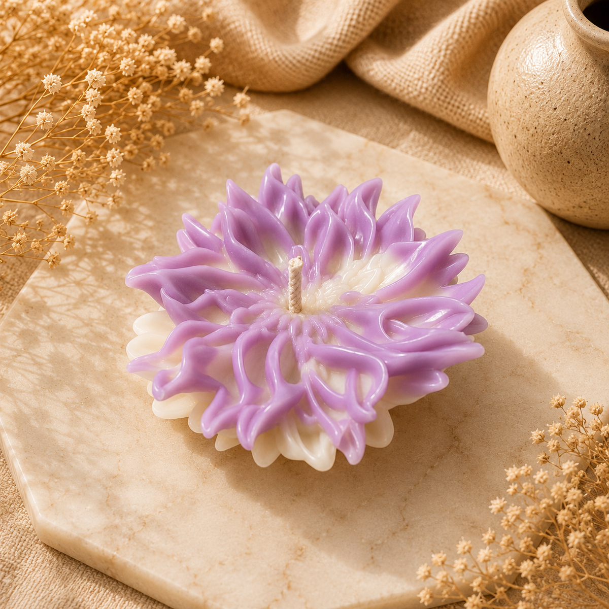 Ruffled Flower Candle