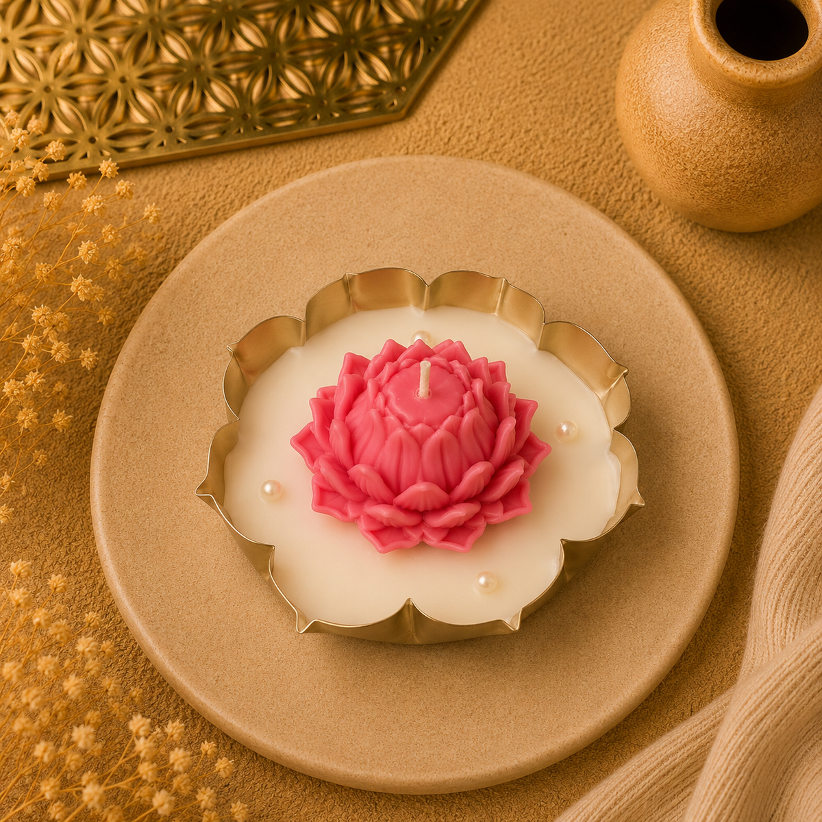 Lotus Charming Urli Candle
