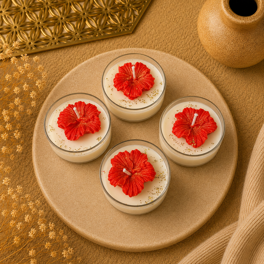 Jumbo Tea Light Hibiscus Candle