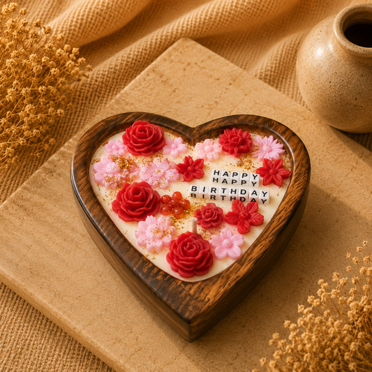 Wooden Heart Birthday Candle