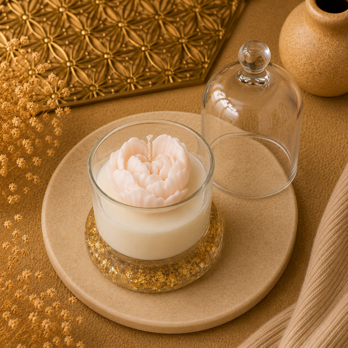 Bell Jar Heart Rose Candle
