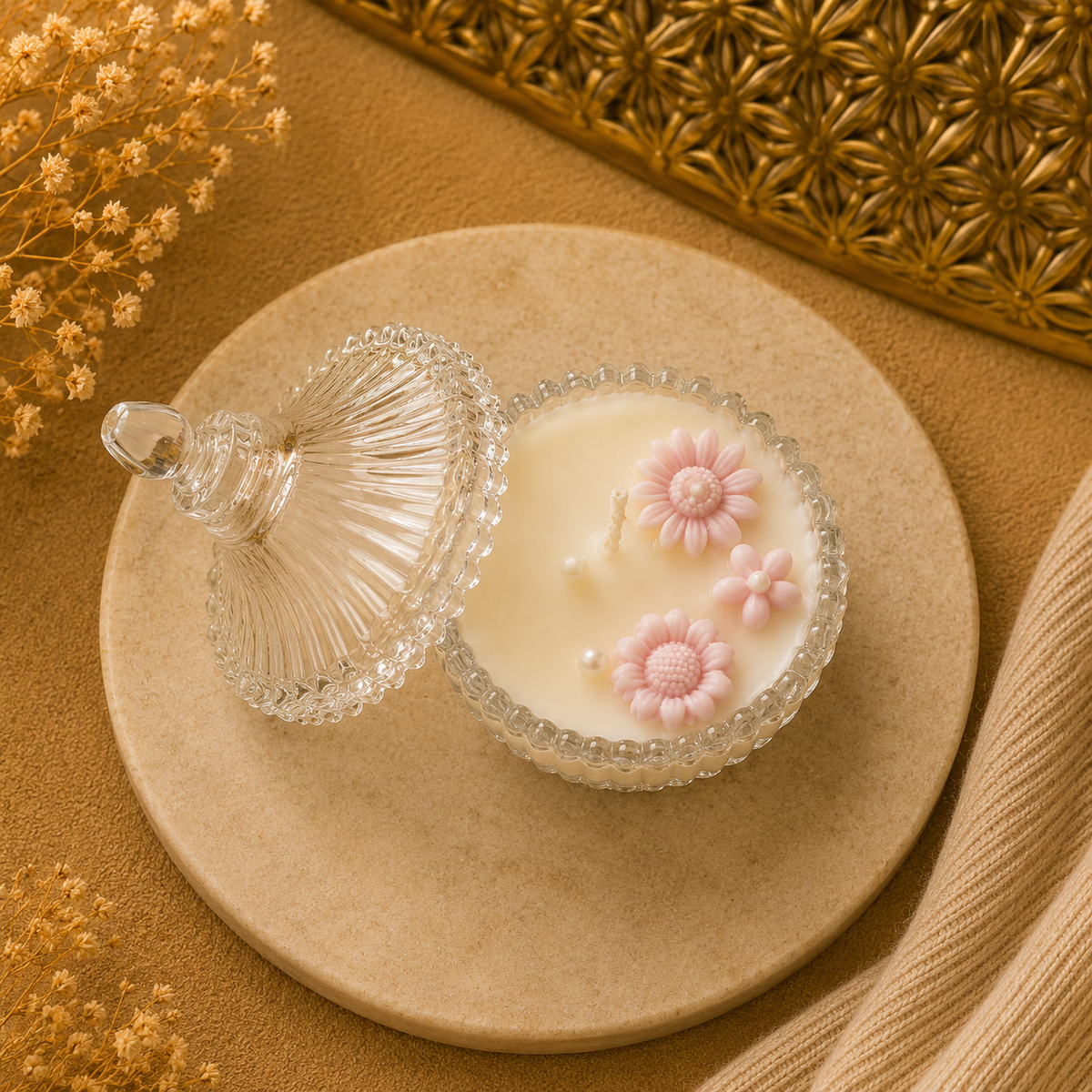 Crystal Jar Flower Candle