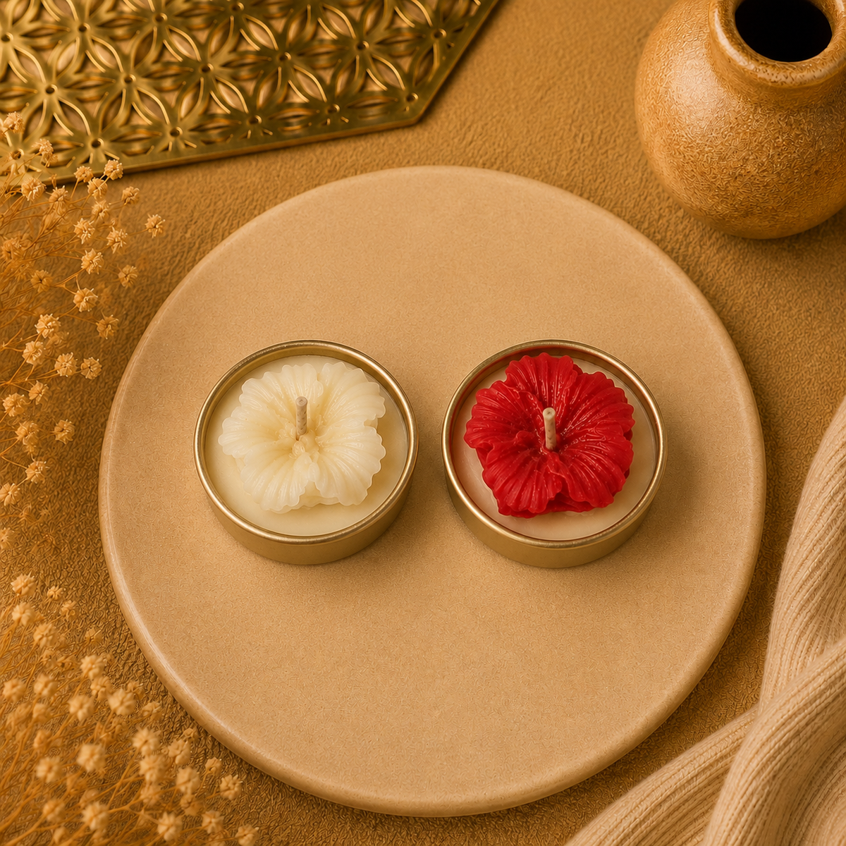 Tea Light Urli Hibiscus Candle