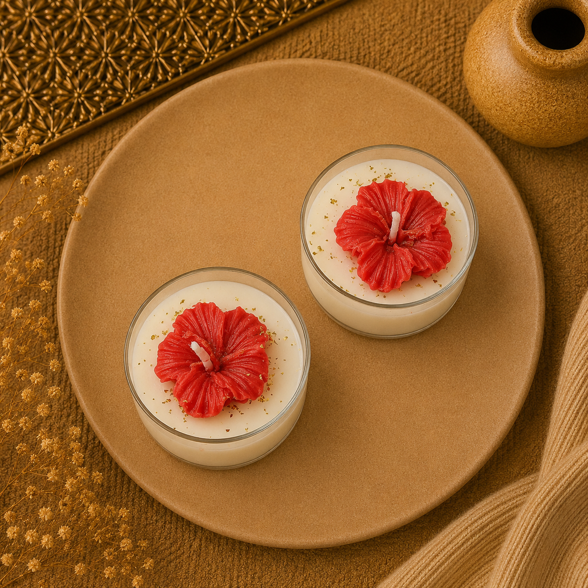 Jumbo Tea Light Hibiscus Candle