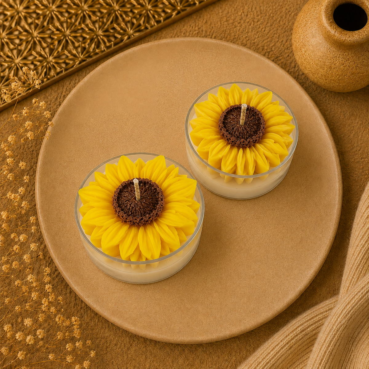 Jumbo Tea Light Sunflower Candle