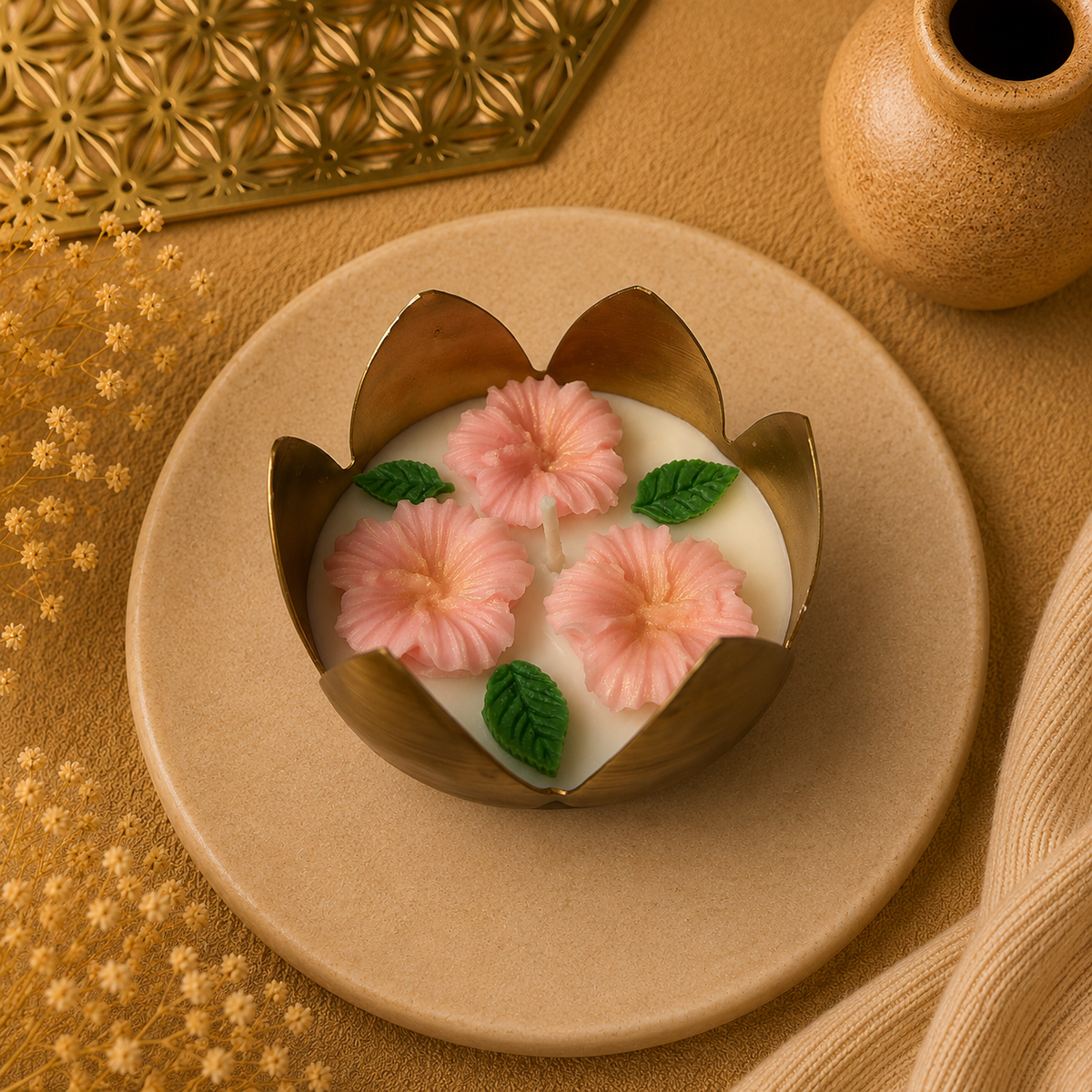 Lotus Urli Hibiscus Flower Candle